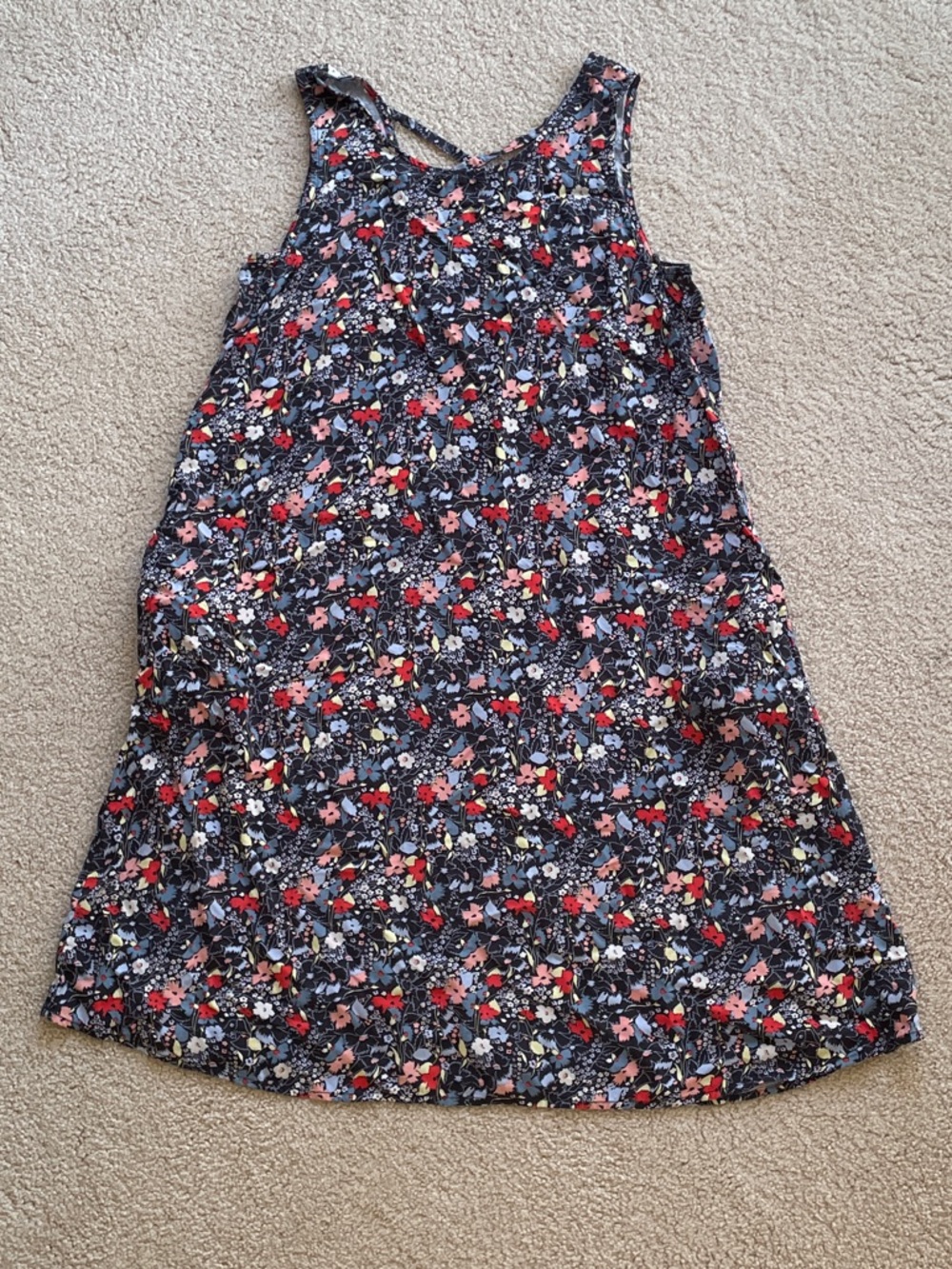 GAP Navy Floral Sleeveless A-Line Dress size small